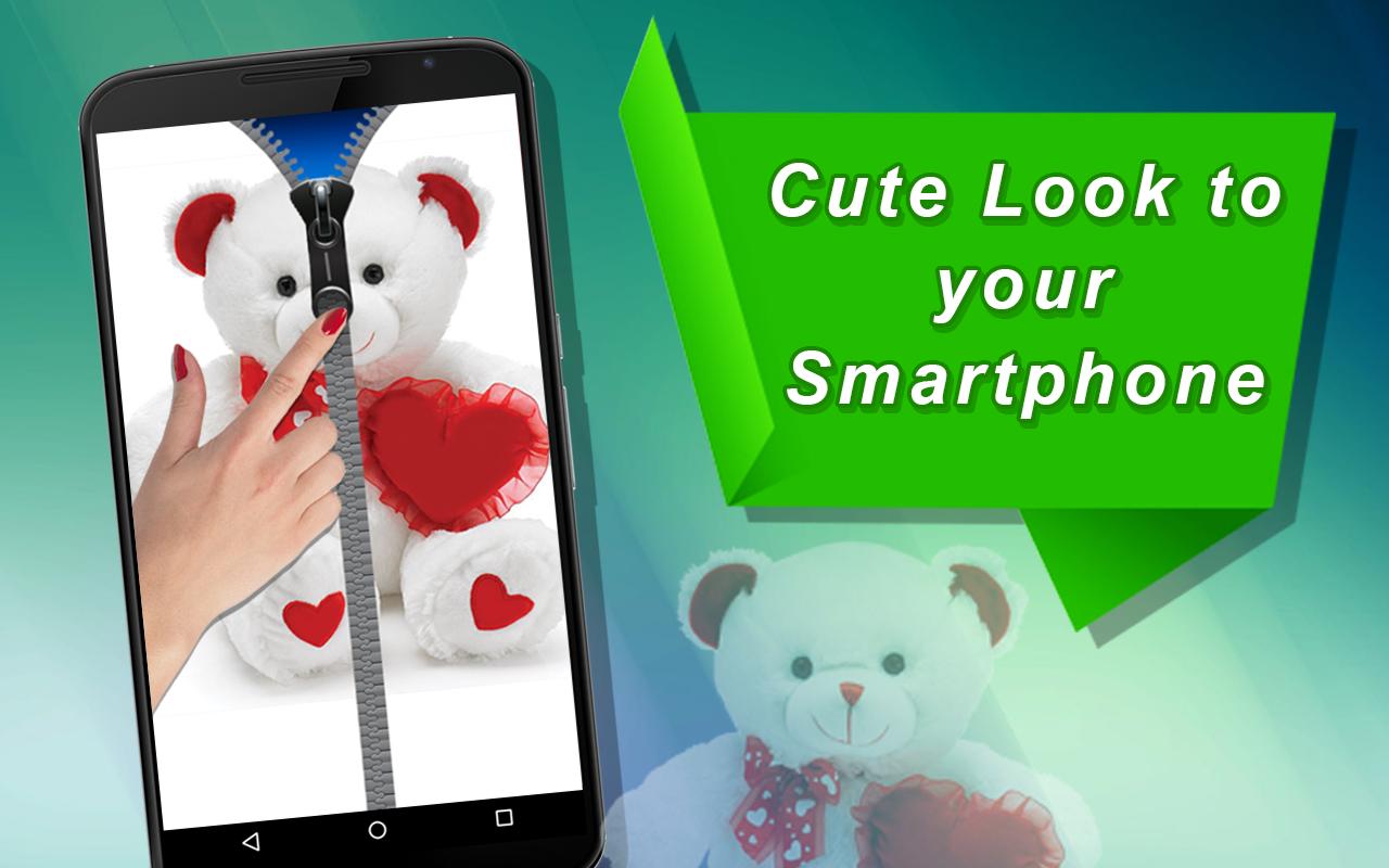 Teddy Bear Zipper Lock Screen