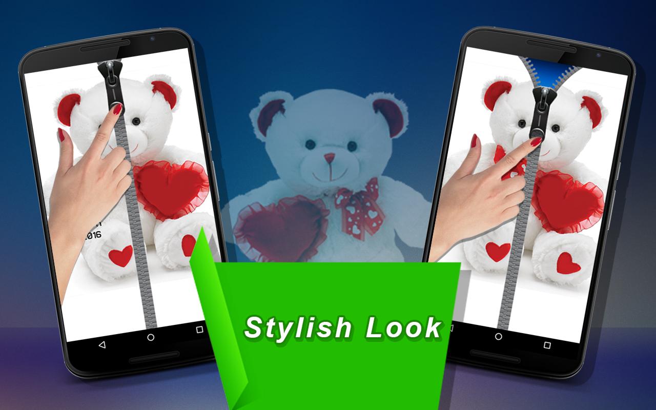 Teddy Bear Zipper Lock Screen