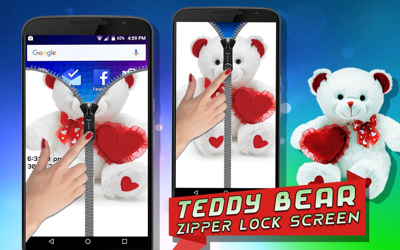 Teddy Bear Zipper Lock Screen