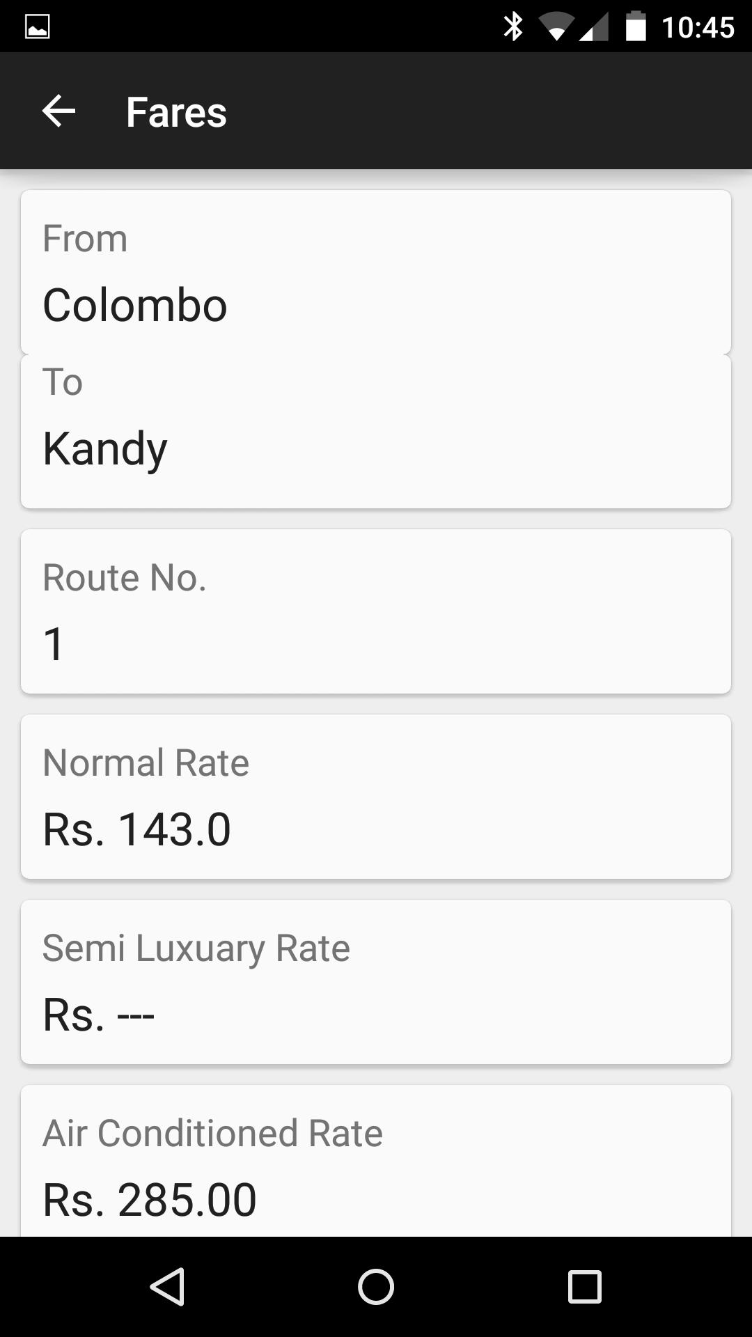 Sri Lankan Bus Fares