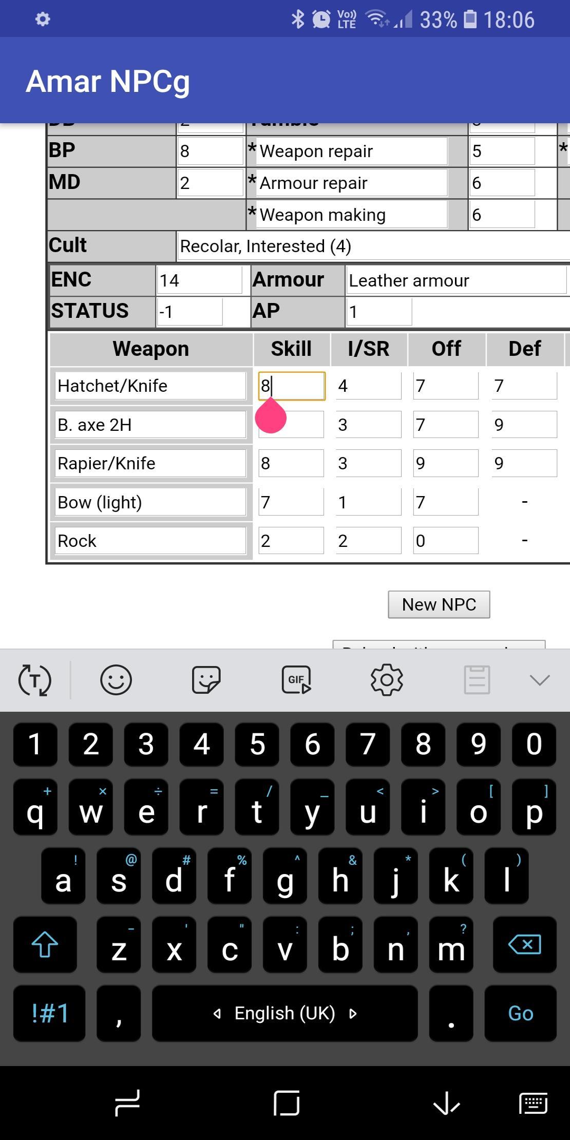 Amar RPG NPC generator