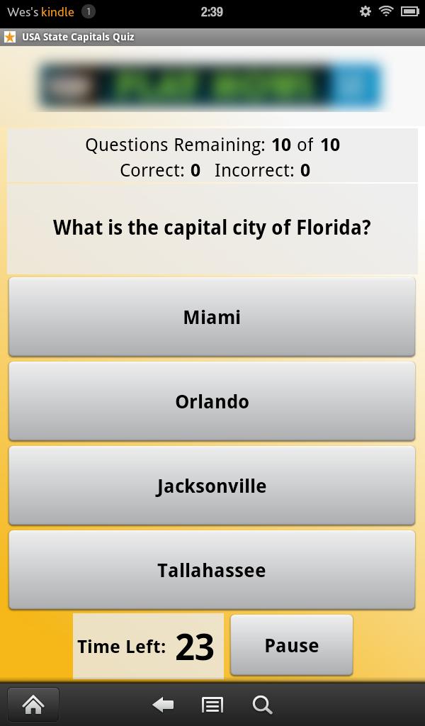 USA State Capitals Quiz