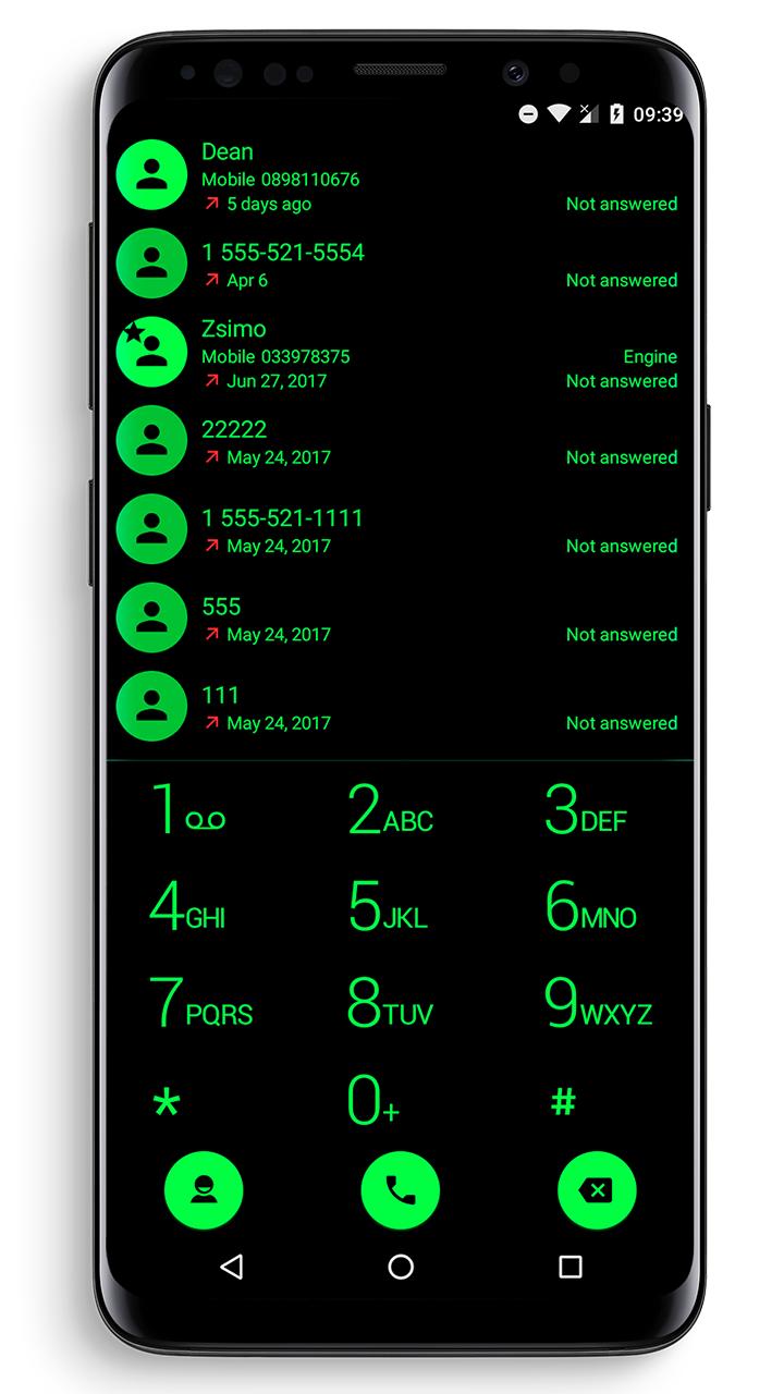 Dialer Theme Black Green drupe