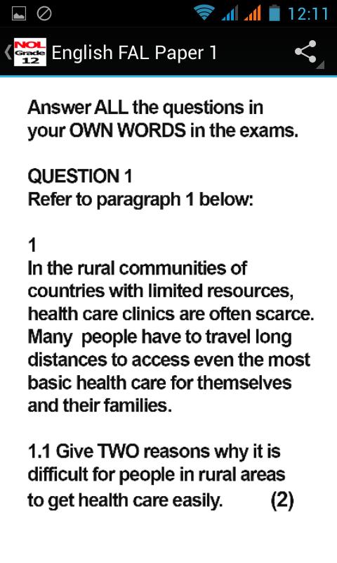 RSA Grade 12 Exam Papers