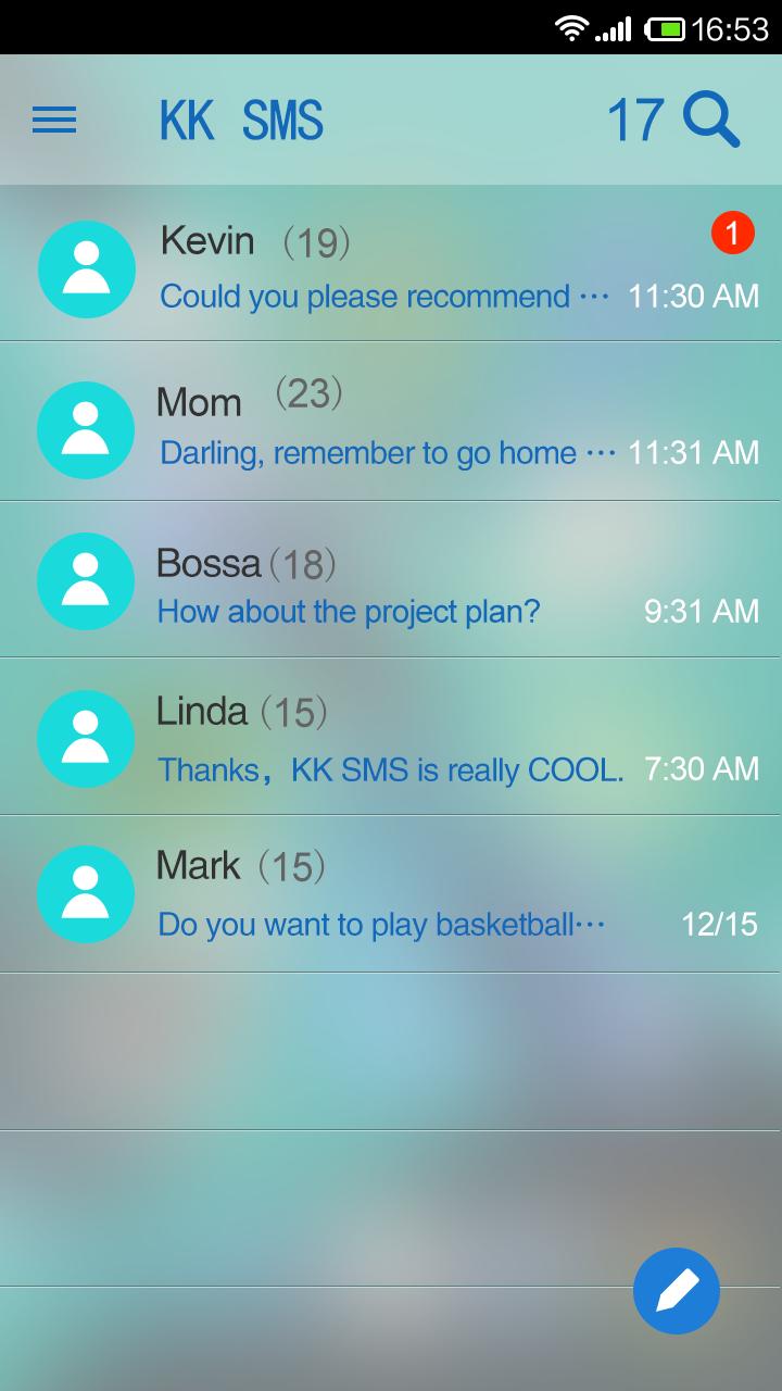 KK SMS Frosted Glass Theme