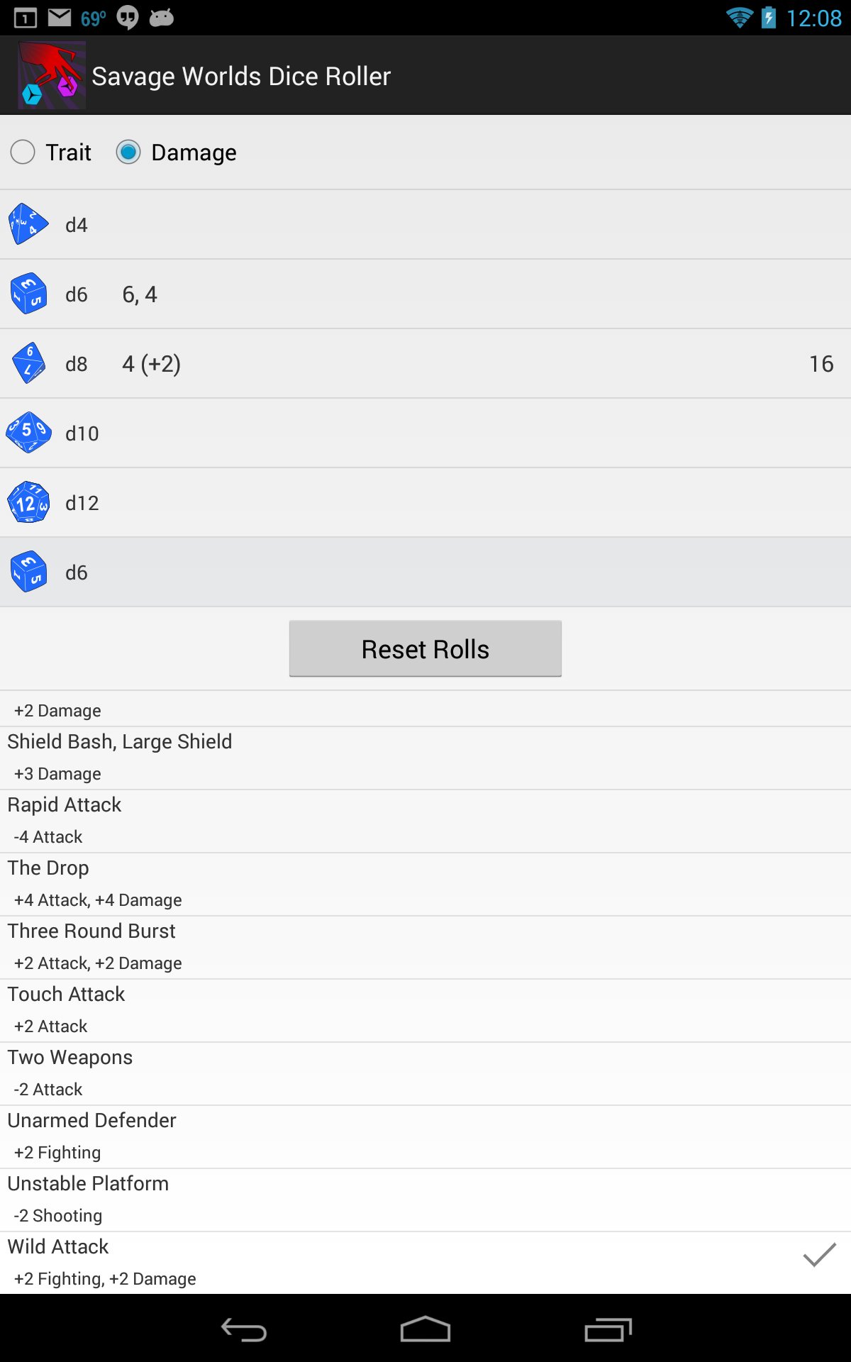 Savage Worlds Dice Roller